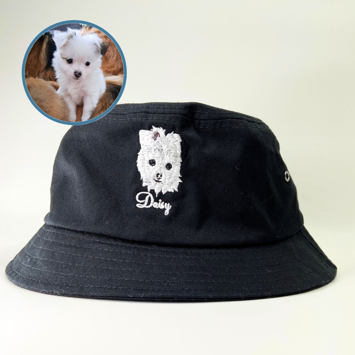Custom Dog Face Full Color Embroidered Bucket Hat