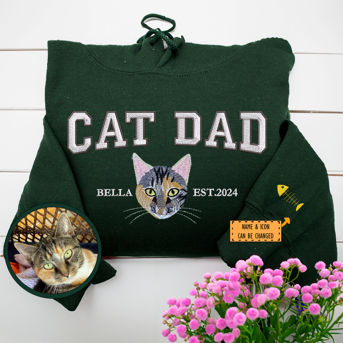 Cat Dad Embroidered Hoodie