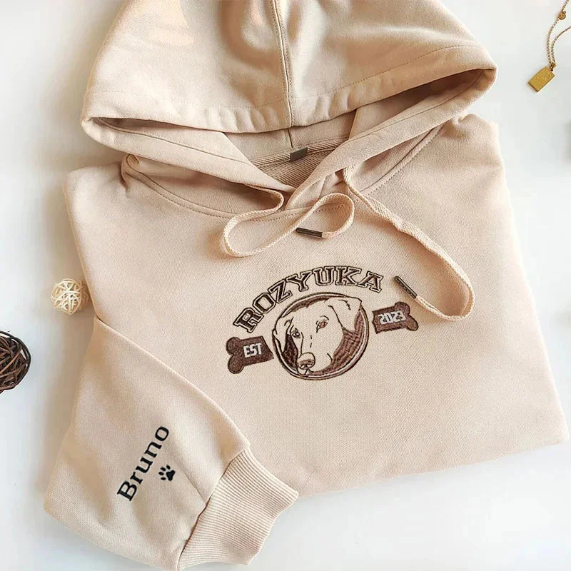 Embroidered Custom Pet with Name Custom Pet Portrait T shirt Hoodie Crewneck